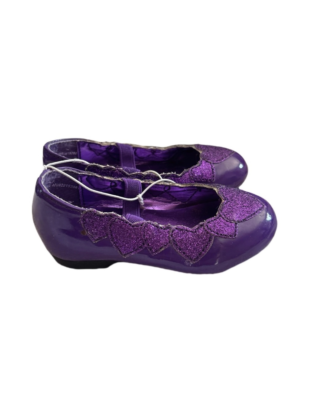 Children's Place Toddler Purple Glitter Heart Strap Dress Shoes Star Girl Size 4